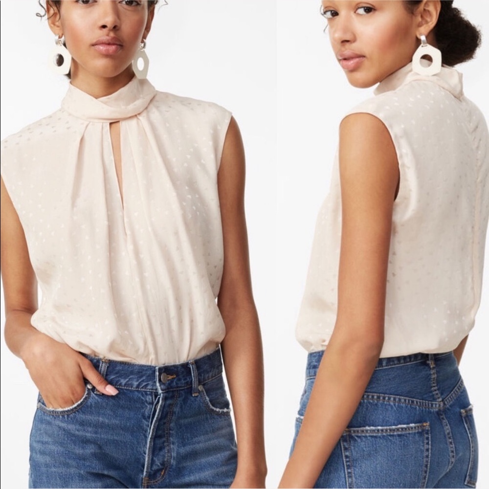 Rebecca Taylor Sleeveless Silk Heart Jacquard Top